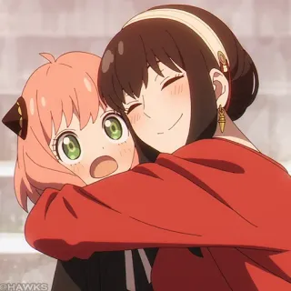 🗡 595767d8 Anya Forger Spy x Family 애니메이션, 스파이 패밀리, 아냐 포저, 가족, 귀여운, 포옹 telegram sticker