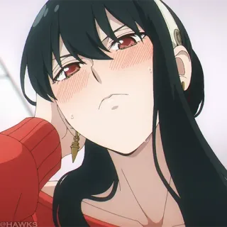 🗡 608ae054 Yor Forger Spy × Family @HAWKS 애니메이션, 요르 포저, 스파이 패밀리, 홍조 telegram sticker