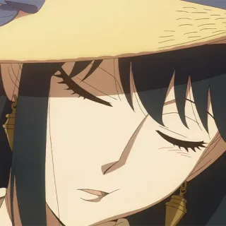 🗡 f409494c Yor Forger Spy x Family 애니메이션, 요르 포저, 스파이 패밀리, 캐릭터, 여자, 모자, 감은 눈 telegram sticker