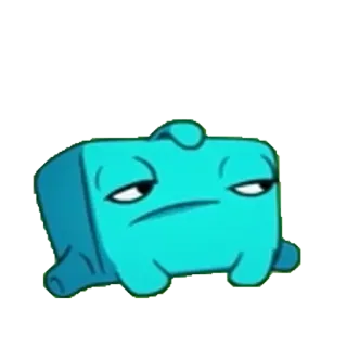 😐 20363c53 Kreskówka, Postać, Niebieski, Leniwy, Znudzony, Słodki, Animowany telegram sticker