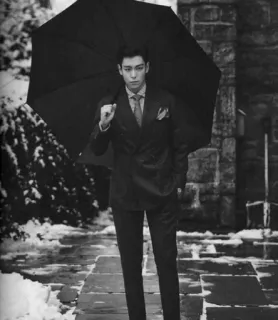 🏴 4b76e7bf homme, parapluie, costume, tenue de soirée, hiver, neige telegram sticker