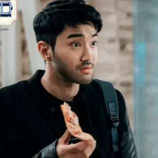 📿 fcd026f9 pria, makan, pizza, santai, potret telegram sticker