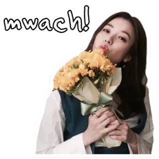 💋 ab5d7e83 mwach! 여자, 키스, 꽃, 애정, 귀여운, 사랑 telegram sticker