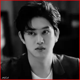 🍷 8077a704 MISA 男人, 肖像, 黑白, 脸 whatsapp sticker