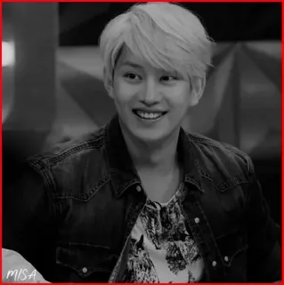 ⏰ c04bff3c MISA 男人, 微笑, 黑白, 肖像, kpop whatsapp sticker
