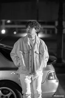 ☠ 52cc87f5 BTS official - facebook ผู้ชาย, รถ, กลางคืน, ภาพเหมือน, ขาวดำ, เพลง, คนดัง, kpop whatsapp sticker