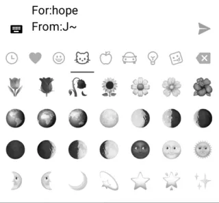 ♥️ 6e7a9f76 For:hope
From:J~ อีโมจิ, ดอกไม้, พระจันทร์, ข้อความ, คีย์บอร์ด whatsapp sticker