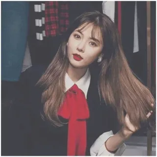 🎟 04cf7bc5 mulher, retrato, moda, estilo, laço vermelho telegram sticker