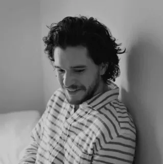 🌪 8c63e255 Jon Snow Game of Thrones acteur, homme, Kit Harington, portrait, noir et blanc telegram sticker