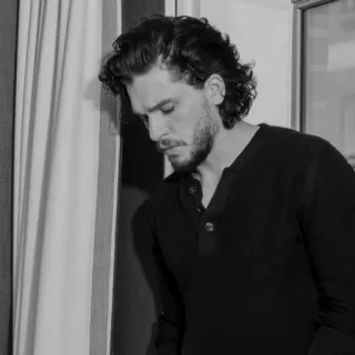 🌪 d7980e64 Jon Snow Game of Thrones Kit Harington, acteur, portrait, noir et blanc, homme, célébrité telegram sticker