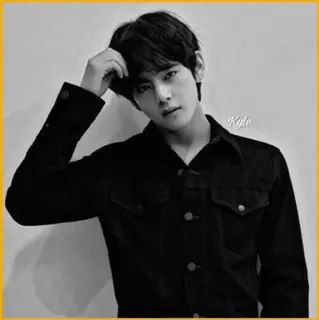 🕯 7f0846cb Kyle kpop, idol, piosenkarz, mężczyzna, portret, czarno-białe, koreański, v, kyle telegram sticker