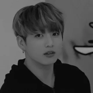 🕸 d760cc50 Jungkook kpop, chanteur, jungkook, bts, idole, noir et blanc, portrait telegram sticker