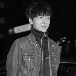 🖇 273b1803 orang, potret, pria, jaket denim, hitam putih, malam telegram sticker