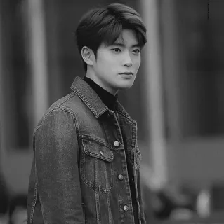 ▪️ 3a6d9214 uomo, ritratto, giubbotto di jeans, bianco e nero whatsapp sticker