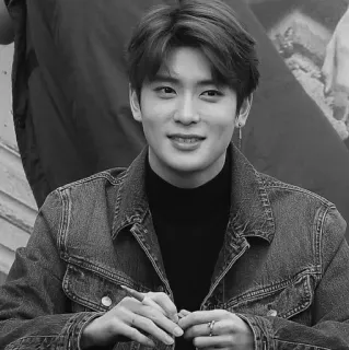 ▪️ 7e02faa3 uomo, ritratto, giacca di jeans, casual, interno, bianco e nero whatsapp sticker