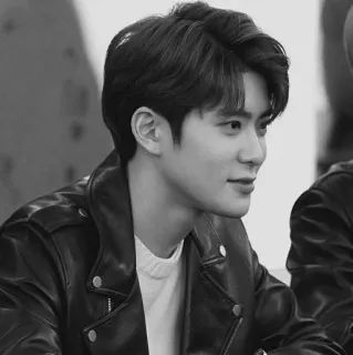 ▪️ d9fa6aa2 uomo, giacca di pelle, coreano, ritratto, bianco e nero whatsapp sticker