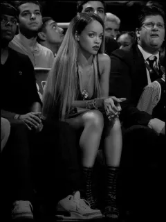 🗝 67a01961 Rihanna celebrity, singer, actress, woman, fashion, style, black and white telegram sticker