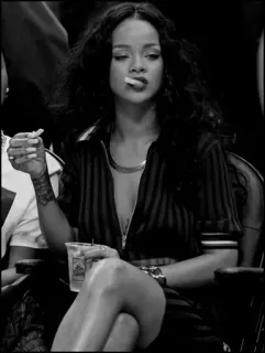 🗝 76f52e8f Rihanna Rihanna, singer, celebrity, portrait, black and white, woman telegram sticker