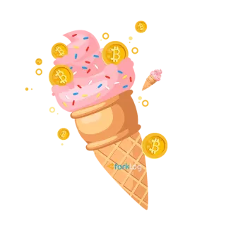 ❤️ d9c9493a ice cream, bitcoin, crypto, cone, sprinkles, digital currency, financial telegram sticker