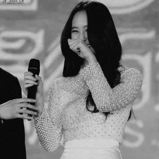 🕯 187439bf JE SUIS LA donna, che ride, microfono, bianco e nero, ritratto, femmina telegram sticker