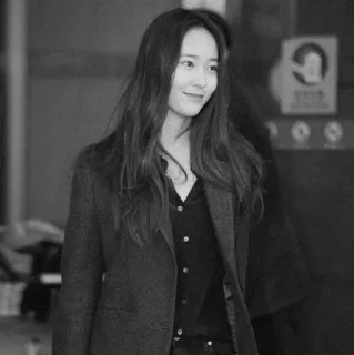 🕯 9fb5b8eb donna, bianco e nero, coreana, capelli lunghi, ritratto, attrice, celebrità telegram sticker