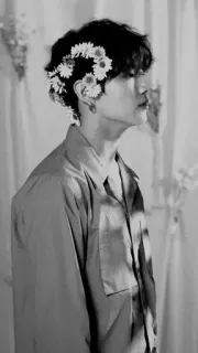 ☁️ 79c37cfa người, trắng đen, hoa, chân dung telegram sticker