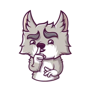 😷 0b7241b6 狼, 动物, 卡通, 嘘, 安静, 秘密, 沉默 telegram sticker