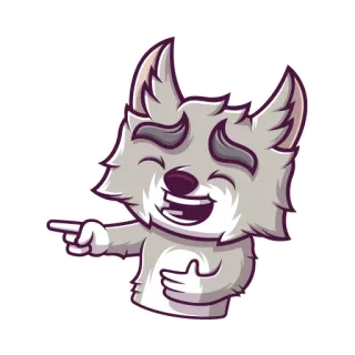 😂 1b05f9cb 狼, 笑, 指, 动物, 卡通, 梗, 搞笑 telegram sticker
