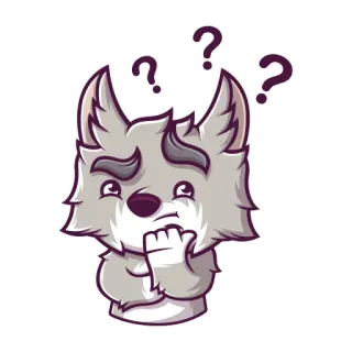 🤔 7ed1f0fc 狼, 思考, 困惑, 问题, 卡通, 动物 telegram sticker