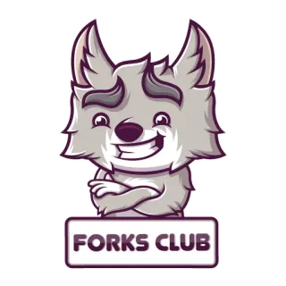 😎 987c44d9 FORKS CLUB 狼, 叉子, 俱乐部, 动物, 吉祥物, 标志 telegram sticker