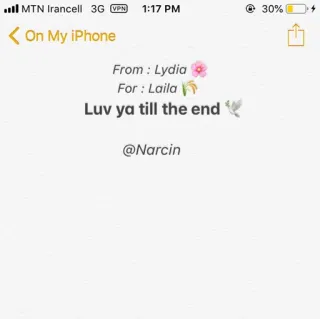 🍓 bab8c0bd Lydia From : Lydia
For: Laila
Luv ya till the end
@Narcin Notiz, Lydia, Laila, Liebe, Freunde, Gruß whatsapp sticker