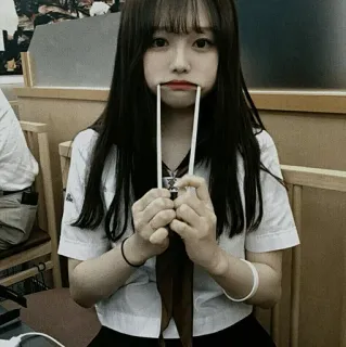 ☘ f19c3021 wanita, gadis, sumpit, potret, asia, imut telegram sticker