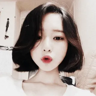 🐙 02832506 Frau, kurze Haare, Porträt, koreanisch, asiatisch, Schönheit telegram sticker