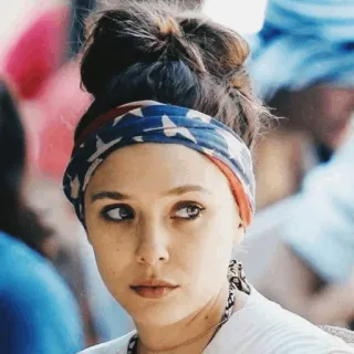 ☁️ e7dd7e3f wanita, bando, bendera amerika, bintang, garis-garis, potret, gadis telegram sticker