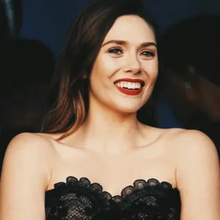 🌜 f84e3ac8 elizabeth olsen, aktris, selebriti, senyum, lipstik merah, potret telegram sticker