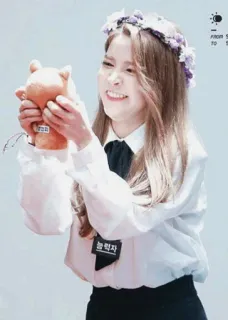 🍭 555010c7 능력자 femme, couronne de fleurs, souriant, coréen, idole, célébrité telegram sticker