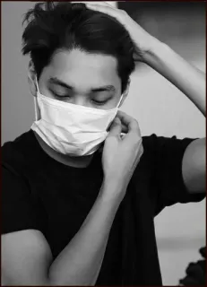 🥀 bb8f924d homme, masque, masque médical, pandémie, noir et blanc, santé, couvre-visage whatsapp sticker