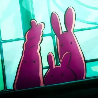 🇯🇪 300f6042 kelinci, imut, hewan, ungu, jendela telegram sticker