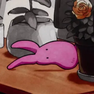 🇯🇪 4faa1da3 merah muda, kelinci, hewan, lucu, tanaman, dalam ruangan, kartun telegram sticker