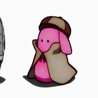 🍥 e1787921 detektif, topi, mantel, merah muda, gumpalan, kartun, karakter telegram sticker