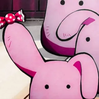 🍥 eb8c60b5 merah muda, kelinci, anime, imut, binatang, pita telegram sticker