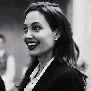 🎠 5299aef6 Angelina Jolie Aktorka, Czarno-białe, Portret, Gwiazda, Kobieta telegram sticker