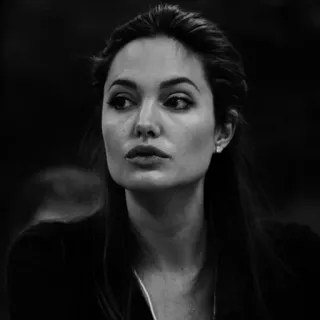 🗻 f27b7bc8 Angelina Jolie Aktorka, Portret, Czarno-białe, Gwiazda, Kobieta telegram sticker