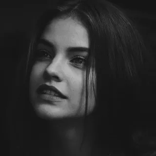 🖇 3d5f6ff8 ภาพเหมือน, ผู้หญิง, ใบหน้า, ขาวดำ, บุคคล, สีเดียว telegram sticker