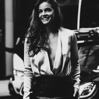 🌚 84706f8e ผู้หญิง, ภาพเหมือน, นางแบบ, แฟชั่น, ยิ้ม, สไตล์ telegram sticker