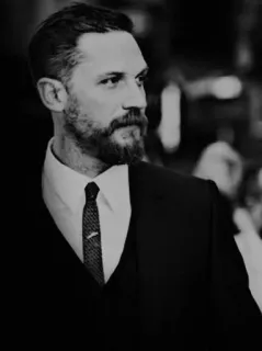 🔚 3ceef73b man, portrait, tie, suit, formalwear, black and white, beard whatsapp sticker