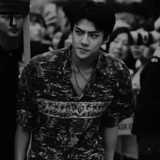 ✖️ 08767787 mężczyzna, kpop, koszulka, czarno-białe, portret, celebryta whatsapp sticker