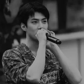 ✖️ 55c313a6 mężczyzna, mikrofon, śpiewanie, portret, monochromatyczny, kpop whatsapp sticker