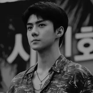 ✖️ 965a15be 사회회 mężczyzna, koreański, czarno-biały, portret whatsapp sticker