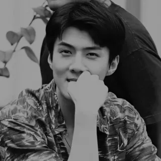 ✖️ f9167e55 Sehun Sehun, K-pop, piosenkarz, idol, celebryta, czarno-białe, mężczyzna whatsapp sticker
